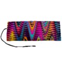 Multicolored Wave Distortion Zigzag Chevrons 2 Background Color Solid Black Roll Up Canvas Pencil Holder (S) View1