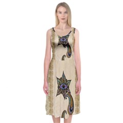 The Fantasy Eye, Mandala Design Midi Sleeveless Dress by FantasyWorld7