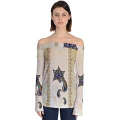 The Fantasy Eye, Mandala Design Off Shoulder Long Sleeve Top by FantasyWorld7