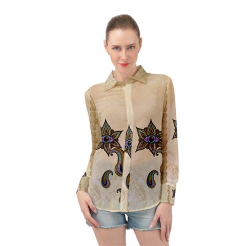 The Fantasy Eye, Mandala Design Long Sleeve Chiffon Shirt by FantasyWorld7