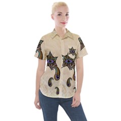 The Fantasy Eye, Mandala Design Women s Short Sleeve Pocket Shirt