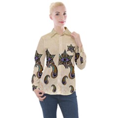 The Fantasy Eye, Mandala Design Women s Long Sleeve Pocket Shirt