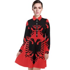 Albania Flag Long Sleeve Chiffon Shirt Dress by FlagGallery