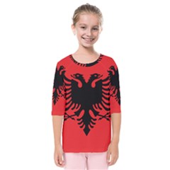 Albania Flag Kids  Quarter Sleeve Raglan Tee