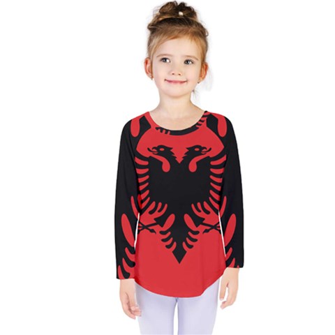 Albania Flag Kids  Long Sleeve Tee by FlagGallery