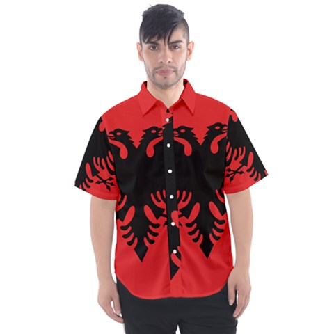 Albania Flag Men s Short Sleeve Shirt by FlagGallery