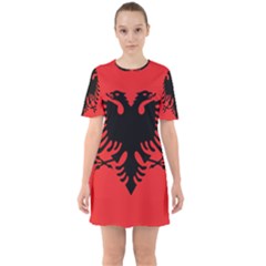 Albania Flag Sixties Short Sleeve Mini Dress by FlagGallery