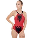 Albania Flag High Neck One Piece Swimsuit View1