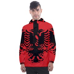 Albania Flag Men s Front Pocket Pullover Windbreaker by FlagGallery