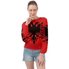 Albania Flag Banded Bottom Chiffon Top