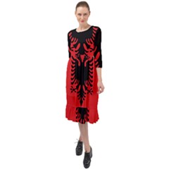 Albania Flag Ruffle End Midi Chiffon Dress