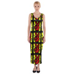 Peace Fitted Maxi Dress by ArtworkByPatrick