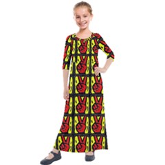 Peace Kids  Quarter Sleeve Maxi Dress by ArtworkByPatrick