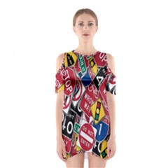 Road Signs Shoulder Cutout One Piece Dress by ArtworkByPatrick