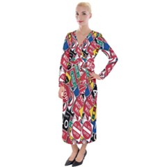 Road Signs Velvet Maxi Wrap Dress by ArtworkByPatrick