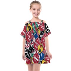 Road Signs Kids  One Piece Chiffon Dress