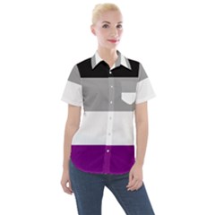 Asexual Pride Flag Lgbtq Women s Short Sleeve Pocket Shirt