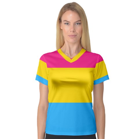 Pansexual Pride Flag V-neck Sport Mesh Tee by lgbtnation