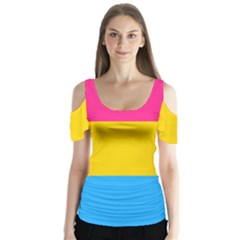 Pansexual Pride Flag Butterfly Sleeve Cutout Tee 