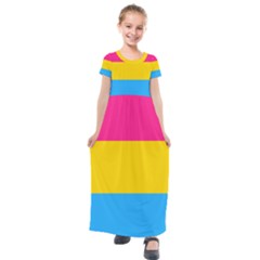 Pansexual Pride Flag Kids  Short Sleeve Maxi Dress by lgbtnation