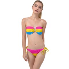 Pansexual Pride Flag Twist Bandeau Bikini Set