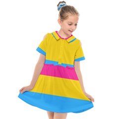 Pansexual Pride Flag Kids  Short Sleeve Shirt Dress by lgbtnation