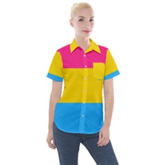 Pansexual Pride Flag Women s Short Sleeve Pocket Shirt