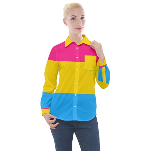 Pansexual Pride Flag Women s Long Sleeve Pocket Shirt by lgbtnation