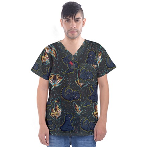 King And Queen  Men s V-neck Scrub Top by Mezalola