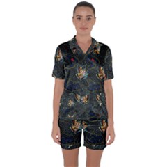 King And Queen  Satin Short Sleeve Pyjamas Set by Mezalola