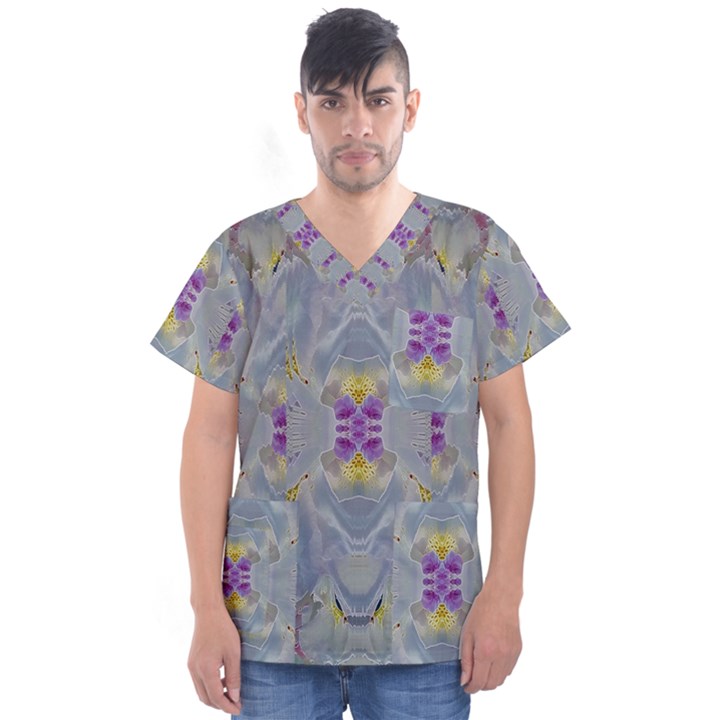 We Are Flower People In Bloom Men s V-Neck Scrub Top