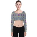 We Are Flower People In Bloom Velvet Long Sleeve Crop Top View1