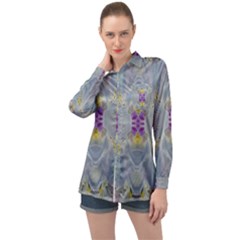 We Are Flower People In Bloom Long Sleeve Satin Shirt