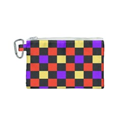 Checkerboard Again Canvas Cosmetic Bag (small)