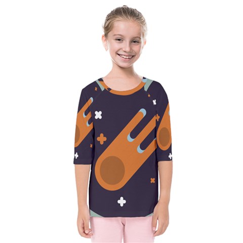 Meteor Meteorite Space Comet Kids  Quarter Sleeve Raglan Tee by Pakrebo