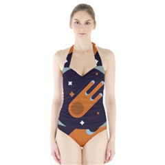 Meteor Meteorite Space Comet Halter Swimsuit by Pakrebo