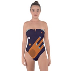 Meteor Meteorite Space Comet Tie Back One Piece Swimsuit by Pakrebo