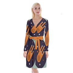 Meteor Meteorite Space Comet Long Sleeve Velvet Front Wrap Dress by Pakrebo