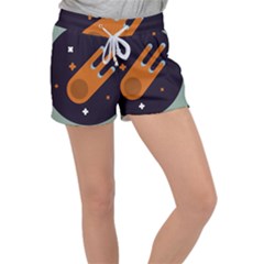 Meteor Meteorite Space Comet Women s Velour Lounge Shorts by Pakrebo