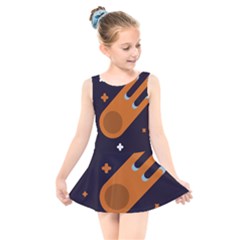 Meteor Meteorite Space Comet Kids  Skater Dress Swimsuit by Pakrebo