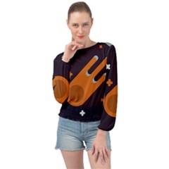 Meteor Meteorite Space Comet Banded Bottom Chiffon Top