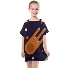 Meteor Meteorite Space Comet Kids  One Piece Chiffon Dress by Pakrebo