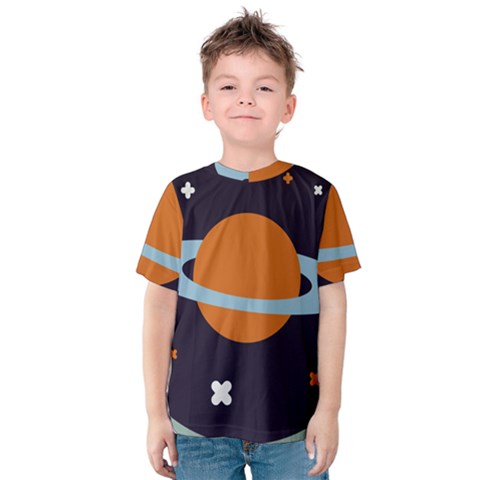 Planet Orbit Universe Star Galaxy Kids  Cotton Tee by Pakrebo