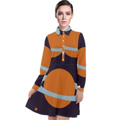 Planet Orbit Universe Star Galaxy Long Sleeve Chiffon Shirt Dress