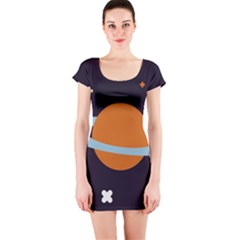 Planet Orbit Universe Star Galaxy Short Sleeve Bodycon Dress by Pakrebo