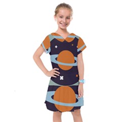 Planet Orbit Universe Star Galaxy Kids  Drop Waist Dress by Pakrebo