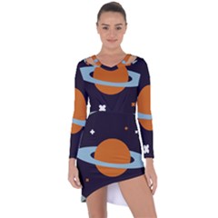 Planet Orbit Universe Star Galaxy Asymmetric Cut-out Shift Dress by Pakrebo