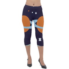 Planet Orbit Universe Star Galaxy Lightweight Velour Capri Leggings  by Pakrebo