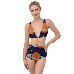 Planet Orbit Universe Star Galaxy Tied Up Two Piece Swimsuit by Pakrebo