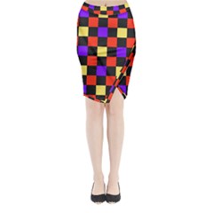 Checkerboard Again Midi Wrap Pencil Skirt